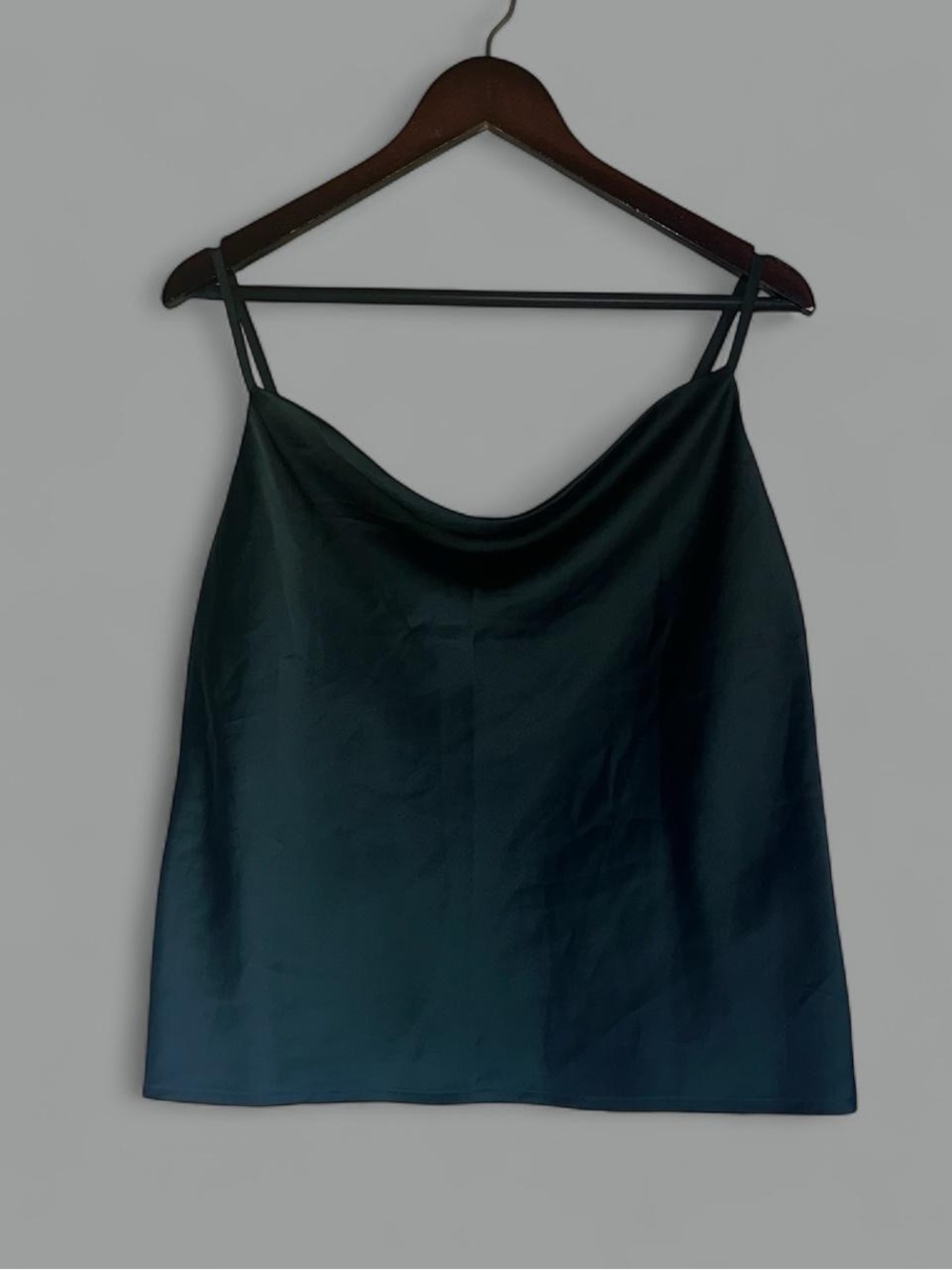 Banana Republic Deep Dark Forest Green Satin Cowl Neck Blouse Tank Top